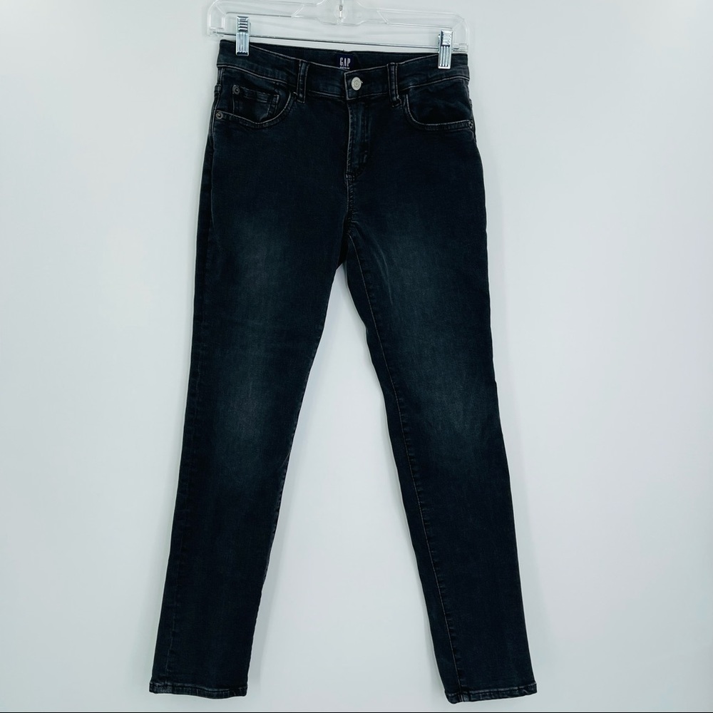 Gap denim skinny jeans stretch black wash adjustable waist‎ girls size 14